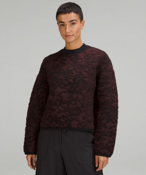 Πουλόβερ Lululemon Jacquard Multi-Texture Crewneck γυναικεια κοκκινα μπορντο μαυρα | Greece-0927563