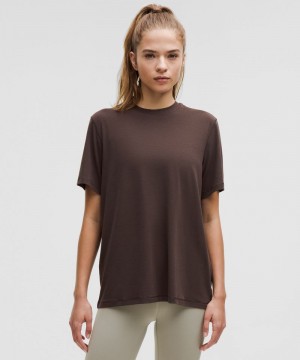 μπλουζακια Lululemon Jersey Training Short-Sleeve γυναικεια σοκολάτα | Greece-6948271