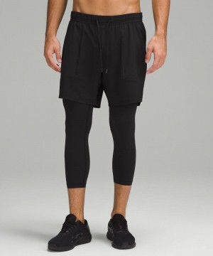 Κολαν Lululemon License to Train 2-in-1 Tight 21" ανδρικα μαυρα | Greece-0328541