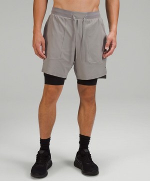 Σορτσ Lululemon License to Train Lined 7" ανδρικα γκρι | Greece-3087962