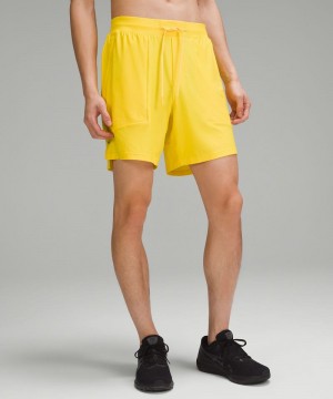 Σορτσ Lululemon License to Train Linerless 7" Pique ανδρικα κίτρινα | Greece-8379245