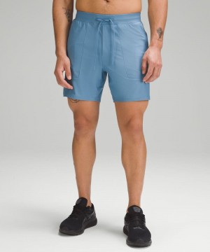 Σορτσ Lululemon License to Train Linerless 7" Pique ανδρικα μπλε | Greece-1720569