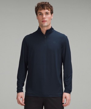 Φουτερ Lululemon Long-Sleeve Golf Half Zip ανδρικα σκουρο μπλε | Greece-0216947