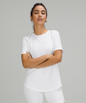 μπλουζακια Lululemon Love Curved-Hem Crewneck γυναικεια ασπρα | Greece-4062398