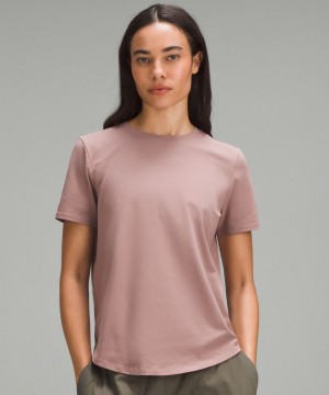 μπλουζακια Lululemon Love Curved-Hem Crewneck γυναικεια ροζ | Greece-9605741
