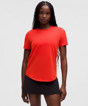 μπλουζακια Lululemon Love Curved-Hem Crewneck γυναικεια κοκκινα | Greece-6942587