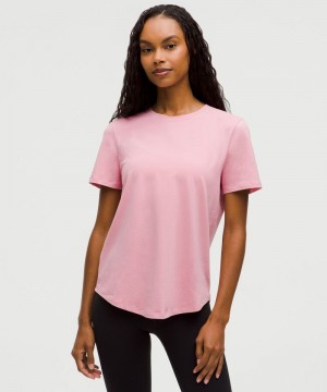 μπλουζακια Lululemon Love Curved-Hem Crewneck γυναικεια ροζ | Greece-9314025