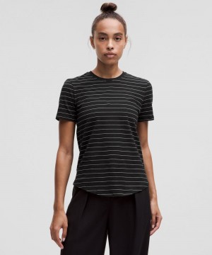 μπλουζακια Lululemon Love Curved-Hem Crewneck γυναικεια μαυρα ασπρα | Greece-6783145