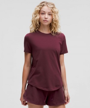 μπλουζακια Lululemon Love Curved-Hem Crewneck γυναικεια σκούρο κοκκινα | Greece-2714803