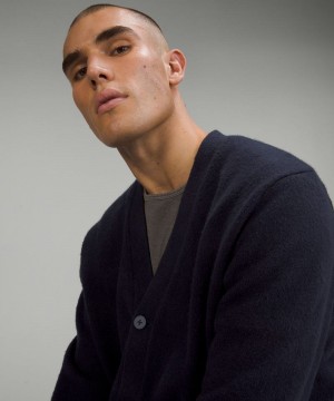 Πουλόβερ Lululemon Merino Wool-Blend Cardigan ανδρικα σκουρο μπλε | Greece-4802159