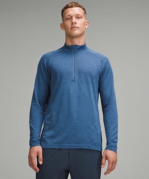 Φουτερ Lululemon Metal Vent Tech Half Zip ανδρικα μπλε | Greece-1902375