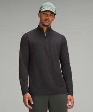 Φουτερ Lululemon Metal Vent Tech Half Zip ανδρικα βαθυ γκρι μαυρα | Greece-7965810