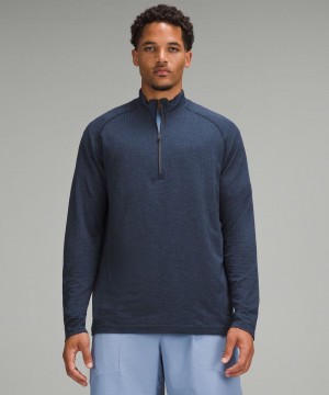 Φουτερ Lululemon Metal Vent Tech Half Zip ανδρικα μπλε σκουρο μπλε | Greece-9436280