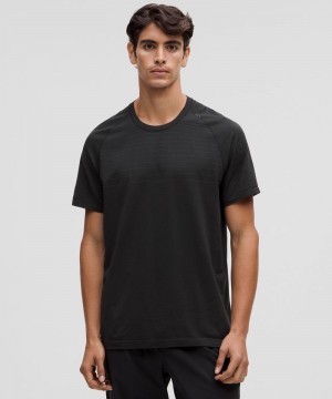 μπλουζακια Lululemon Metal Vent Tech Short-Sleeve Glow Stripe ανδρικα μαυρα μαυρα | Greece-8315269
