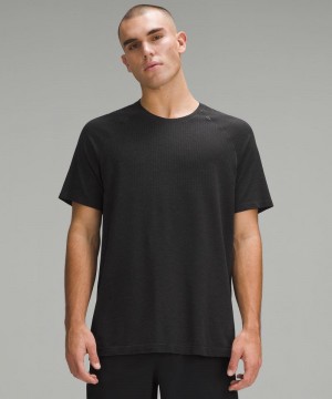 μπλουζακια Lululemon Metal Vent Tech Short-Sleeve ανδρικα βαθυ γκρι μαυρα | Greece-2734168