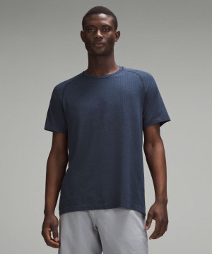 μπλουζακια Lululemon Metal Vent Tech Short-Sleeve ανδρικα μπλε σκουρο μπλε | Greece-6549387