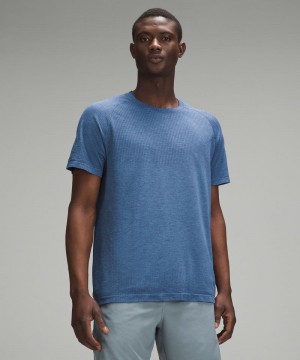 μπλουζακια Lululemon Metal Vent Tech Short-Sleeve ανδρικα μπλε | Greece-9134520