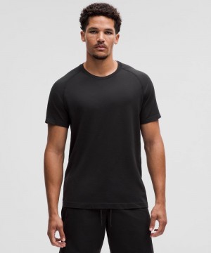 μπλουζακια Lululemon Metal Vent Tech Short-Sleeve ανδρικα μαυρα μαυρα | Greece-8125630