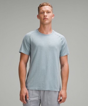 μπλουζακια Lululemon Metal Vent Tech Short-Sleeve ανδρικα μπλε | Greece-1364790