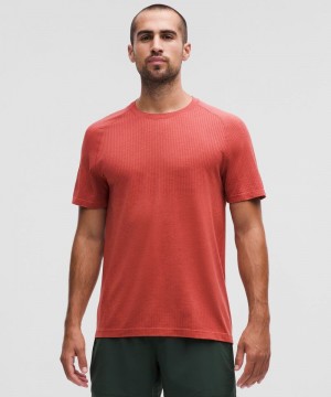 μπλουζακια Lululemon Metal Vent Tech Short-Sleeve ανδρικα κοκκινα ροζ | Greece-3916528