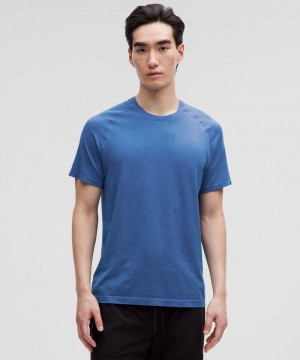 μπλουζακια Lululemon Metal Vent Tech Short-Sleeve ανδρικα μπλε μπλε | Greece-2491735