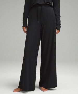 Παντελονι Lululemon Modal High-Rise Wide-Leg Lounge γυναικεια μαυρα | Greece-3580147