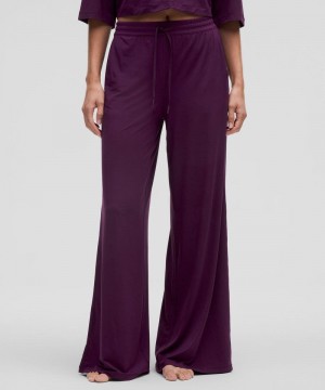 Παντελονι Lululemon Modal High-Rise Wide-Leg Lounge γυναικεια μωβ | Greece-2870954