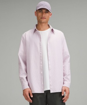 πουκαμισα Lululemon New Venture Classic-Fit Long-Sleeve ανδρικα ασπρα ροζ ροζ | Greece-9741638