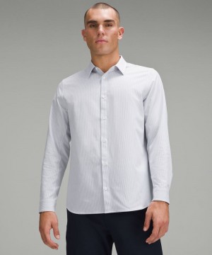πουκαμισα Lululemon New Venture Classic-Fit Long-Sleeve ανδρικα ασπρα μπλε Μπεζ | Greece-7264591