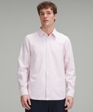 πουκαμισα Lululemon New Venture Classic-Fit Long-Sleeve ανδρικα ασπρα ροζ | Greece-7415638