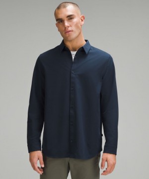 πουκαμισα Lululemon New Venture Classic-Fit Long-Sleeve ανδρικα σκουρο μπλε | Greece-4628051