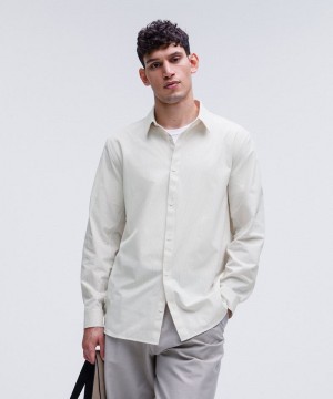 πουκαμισα Lululemon New Venture Classic-Fit Long-Sleeve ανδρικα ασπρα Μπεζ ασπρα | Greece-1364807