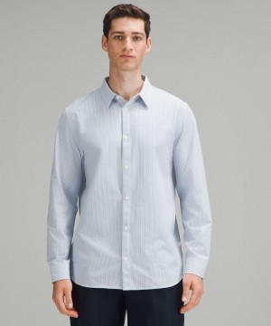 πουκαμισα Lululemon New Venture Classic-Fit Long-Sleeve ανδρικα ασπρα μπλε | Greece-6435082