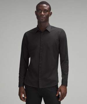 πουκαμισα Lululemon New Venture Slim-Fit Long-Sleeve ανδρικα μαυρα | Greece-9715683
