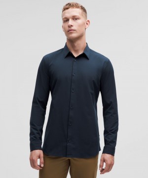 πουκαμισα Lululemon New Venture Slim-Fit Long-Sleeve ανδρικα σκουρο μπλε | Greece-9486702
