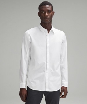 πουκαμισα Lululemon New Venture Slim-Fit Long-Sleeve ανδρικα ασπρα | Greece-8401257