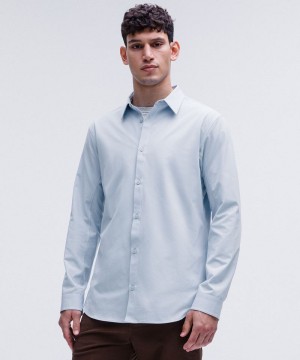 πουκαμισα Lululemon New Venture Slim-Fit Long-Sleeve ανδρικα μπλε Μπεζ | Greece-6390785