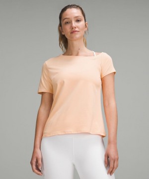 μπλουζακια Lululemon Off-The-Shoulder Cotton γυναικεια κοραλι | Greece-5607931