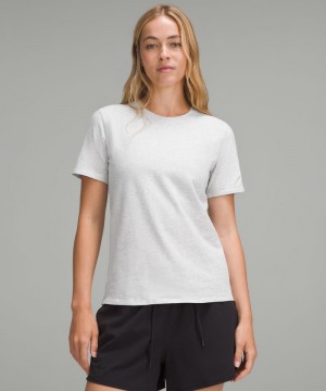 μπλουζακια Lululemon Organic Cotton Straight-Hem Crewneck γυναικεια ανοιχτο γκρι | Greece-2395867