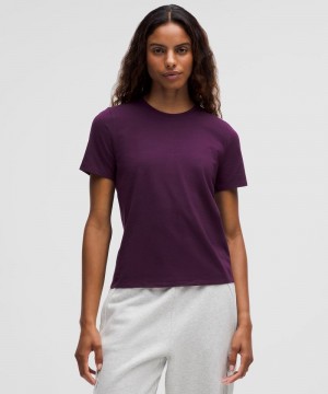 μπλουζακια Lululemon Organic Cotton Straight-Hem Crewneck γυναικεια μωβ | Greece-8796143