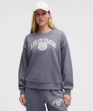 Φουτερ Lululemon Perfectly Oversized Crew Graphic γυναικεια γκρι | Greece-5463028