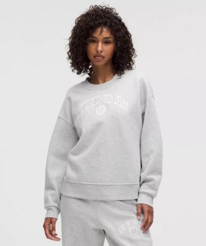 Φουτερ Lululemon Perfectly Oversized Crew Graphic γυναικεια γκρι | Greece-4675390