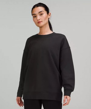 Φουτερ Lululemon Perfectly Oversized Crew γυναικεια μαυρα | Greece-5736410