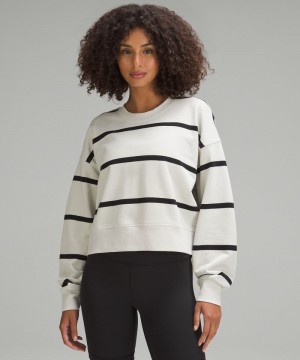 Φουτερ Lululemon Perfectly Oversized Cropped Crew γυναικεια Μπεζ μαυρα | Greece-6921405