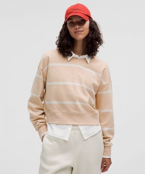 Φουτερ Lululemon Perfectly Oversized Cropped Crew γυναικεια ασπρα | Greece-9834512