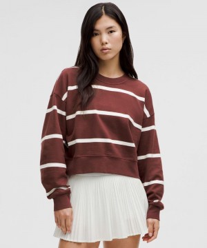 Φουτερ Lululemon Perfectly Oversized Cropped Crew γυναικεια κοκκινα μπορντο ασπρα | Greece-1937852