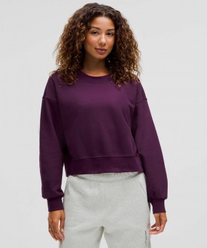 Φουτερ Lululemon Perfectly Oversized Cropped Crew γυναικεια μωβ | Greece-3159082