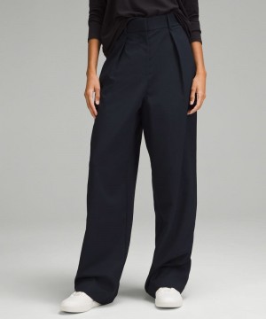 Παντελονι Lululemon Pleat-Front High-Rise Regular γυναικεια σκουρο μπλε | Greece-5297416