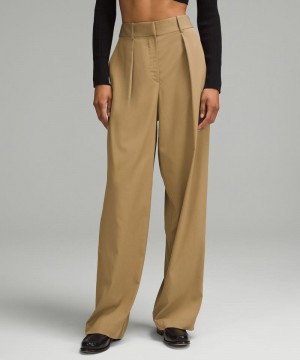 Παντελονι Lululemon Pleat-Front High-Rise Regular γυναικεια καφε | Greece-8621045