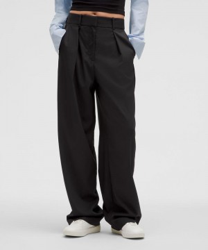 Παντελονι Lululemon Pleat-Front High-Rise Regular γυναικεια μαυρα | Greece-7561943
